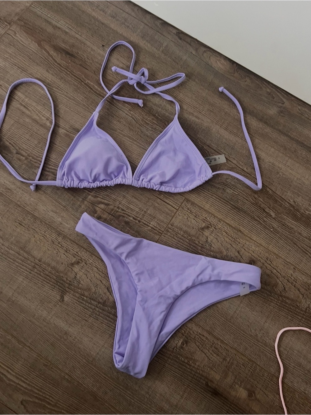 SHEIN Lavender Triangle String Bikini Set